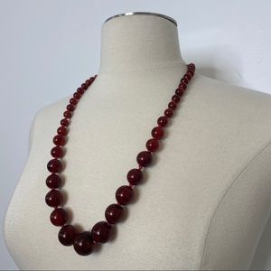 Vintage cherry red Bakelite necklace beads